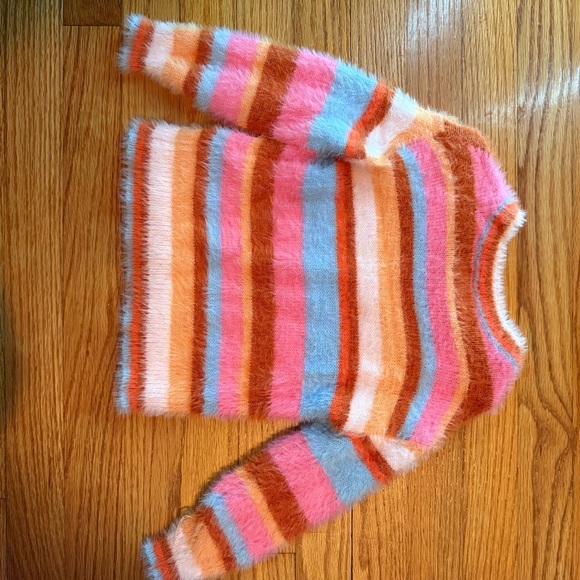 Old Navy Toddler Girls 2t Multicolor Striped Fuzzy Sweater-very soft - Picture 4 of 4